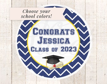 Graduation Party Favors Stickers, Class of 2023 Congrats Grad, Personalized Party Favors Treat Labels Goodie Bag Stickers - Set of 24 Labels