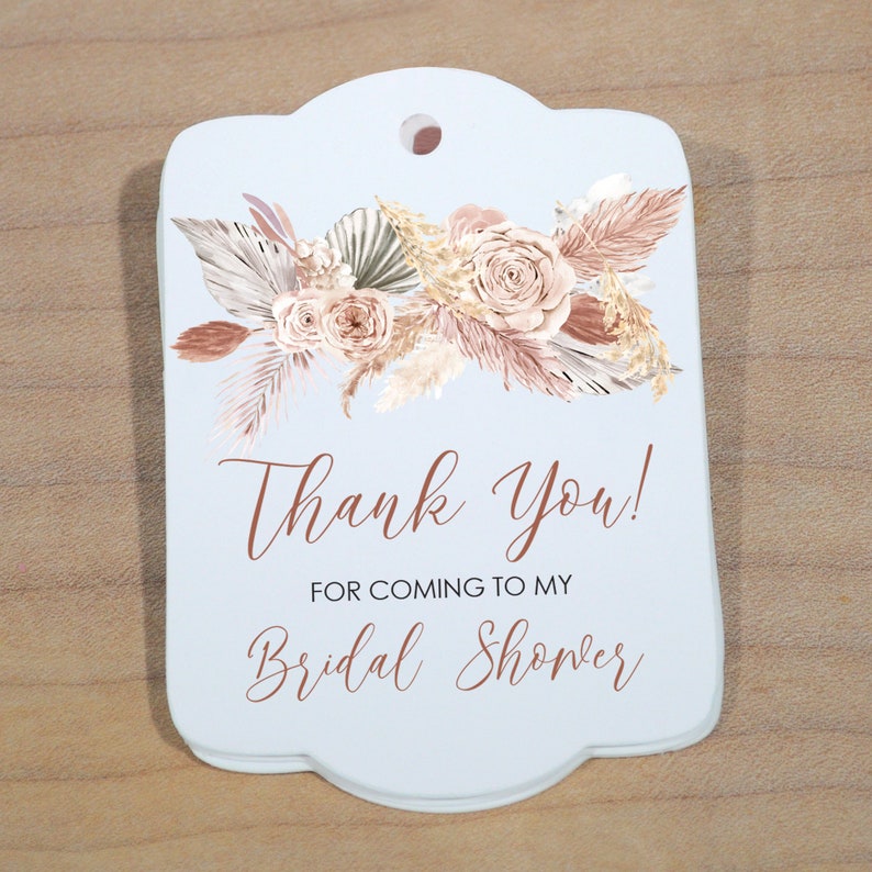 Bridal Shower Favor Tags Thank You Tags Boho Floral Pampas Grass Bridal ...