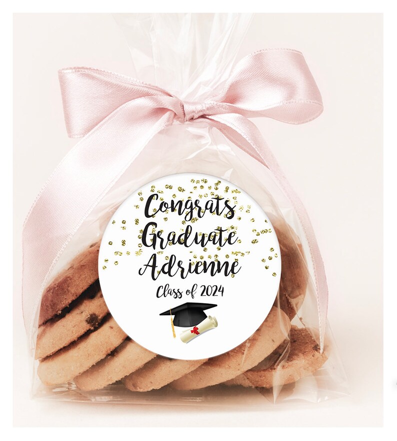 Graduation Party Favor Stickers Congrats Grad Class of 2024 Gold ...
