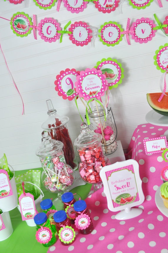 Watermelon Birthday Centerpiece Sticks Girls Birthday Party | Etsy