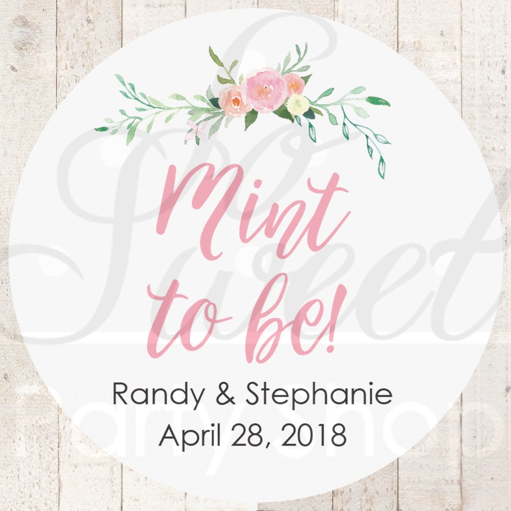 Mint To Be Wedding Favor Stickers, Bridal Shower Favors, Bachelorette Party Favors, Thank You Labels, Gift Labels - Set of 24