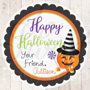 Halloween Favor Stickers, School Halloween Favors, Halloween Party Treat Bag Stickers, Trick Or Treat Stickers, Class Treat Tags Set of 24 image 3