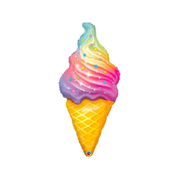 Large Rainbow Ice Cream Cone Balloon with Candle 45" Foil Mylar Balloon, Rainbow Swirl Ice Cream Birthday Balloon Il_570xn