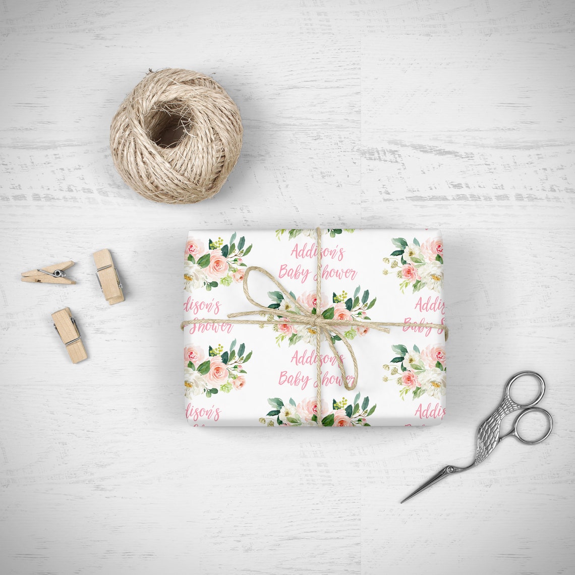 Girl Baby Shower Wrapping Paper Personalized Baby Shower Gift Etsy