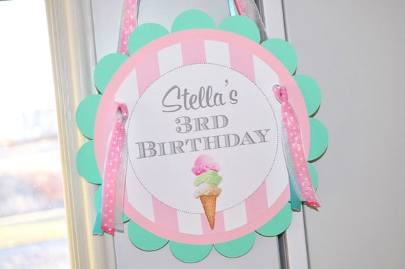 Ice Cream Birthday Door Sign, Sweet Shoppe, Vintage Ice Cream Parlour, Ice Cream Cone Party Decorations, Ice Cream Social Il_570xn