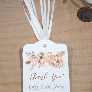 Bridal Shower Favor Thank You Tags Boho Floral Pampas Grass, Wedding ...