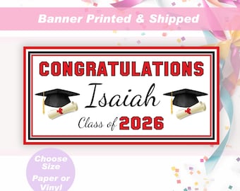 Graduation Banner Class of 2026 Custom Graduation Party Decorations Congrats Grad Personalized Name School Colors College High School Grads