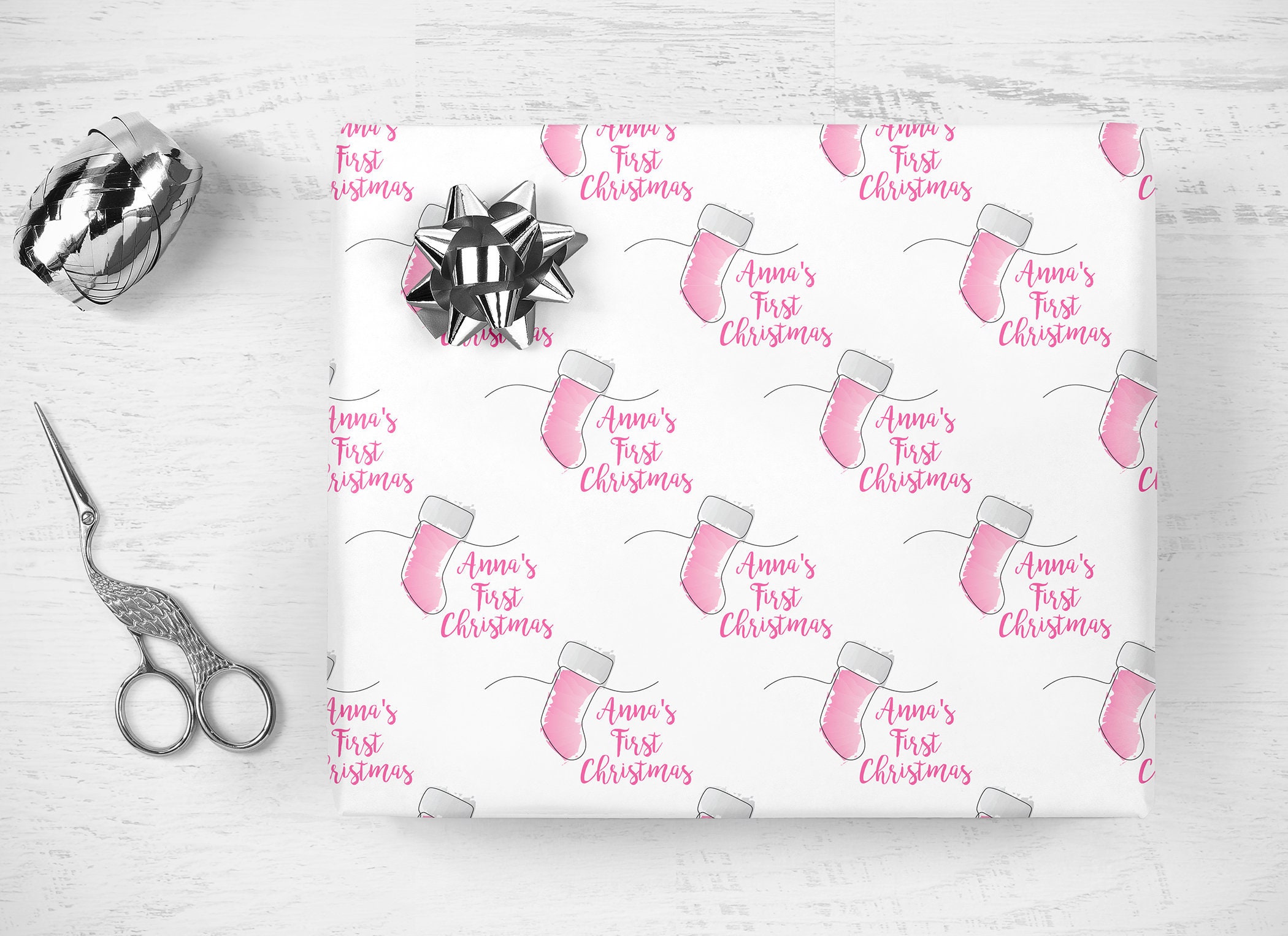 Bridal Shower Wrapping Paper Pink Blush Floral, Personalized
