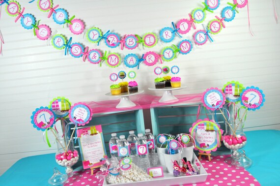 Pajama Party Birthday Banner Sleepover Slumber Party Pancakes