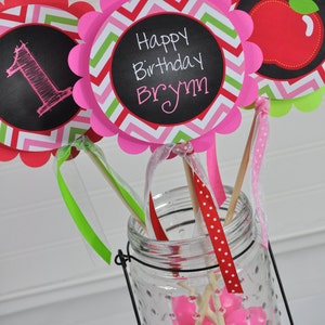 Birthday Favor Tags, 1st Birthday, Apple Of My Eye Birthday Party, Back To School, Girls Birthday Party Favors, Chalkboard Set of 12 image 4