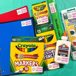 School Supply Labels Custom Name Sticker Kids Back to School Labels Personalized School Book Labels Teacher Classroom Labels - Set of 40
