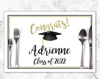 Graduation Paper Placemats Class of 2022 Decorations Tableware Disposable Personalized Placemats - Printed & Shipped Set of 6