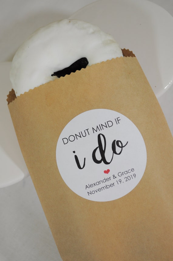 Donut Wedding Favors, Donut Mind If I Do Stickers, Rustic Wedding Favors, Bridal Shower Favors, Personalized Stickers - Set of 24 Il_570xn