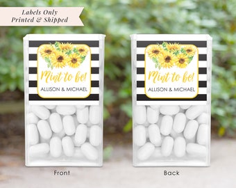 Wedding Favors Tic Tac Labels Mint To Be Sunflowers, Bridal Shower Favor, Bachelorette Favors, Engagement Party Favor - Set of 24 Labels