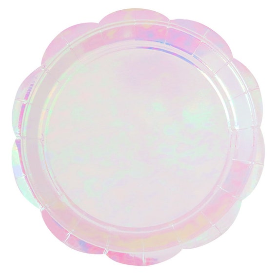 Iridescent Large Paper Plates, Pastel Birthday Party Paper Plates, Lunch  Plates, Unicorn Party, Bridal Shower Wedding, Baby Shower Tableware 