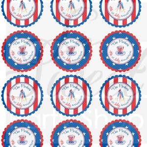 4th of July Stickers Fourth of July Sticker Labels Red, White and Blue Set of 24 Personalized Stickers image 2