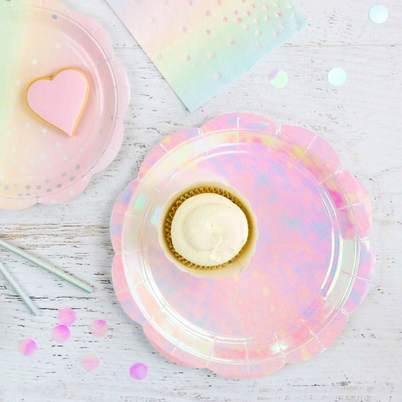 Pastel Party Decorations, Birthday Plates and Napkins Party Supplies,  Pastel Party Plates, Cups, Napkins, Sturdy Silverware Included for Rainbow  Baby