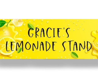 Lemonade Stand Sign Banner Personalized Outdoor Vinyl Banner Printed and Shipped 36" x 12"