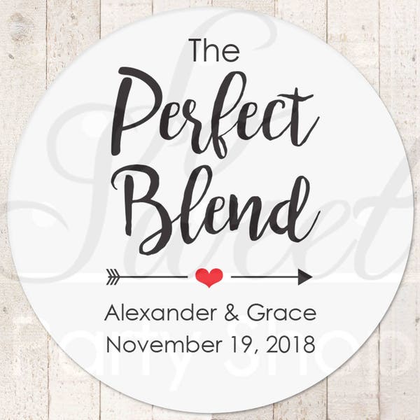 Wedding Favor Stickers, The Perfect Blend Sticker, Wedding Coffee Favor Label Sticker, Wedding Favor Ideas, Tea Favor Sticker - Set of 24