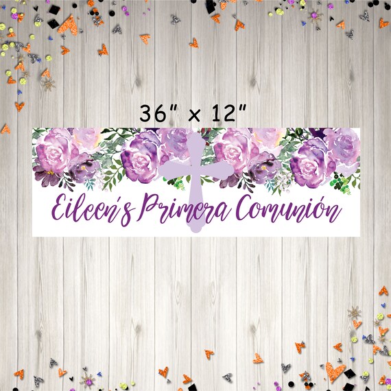 Primera Comunion Banner Girl, Primera Comunion Banner Spanish, First Holy Communion Banner Christening Bautizo - Printed & Shipped Il_570xn