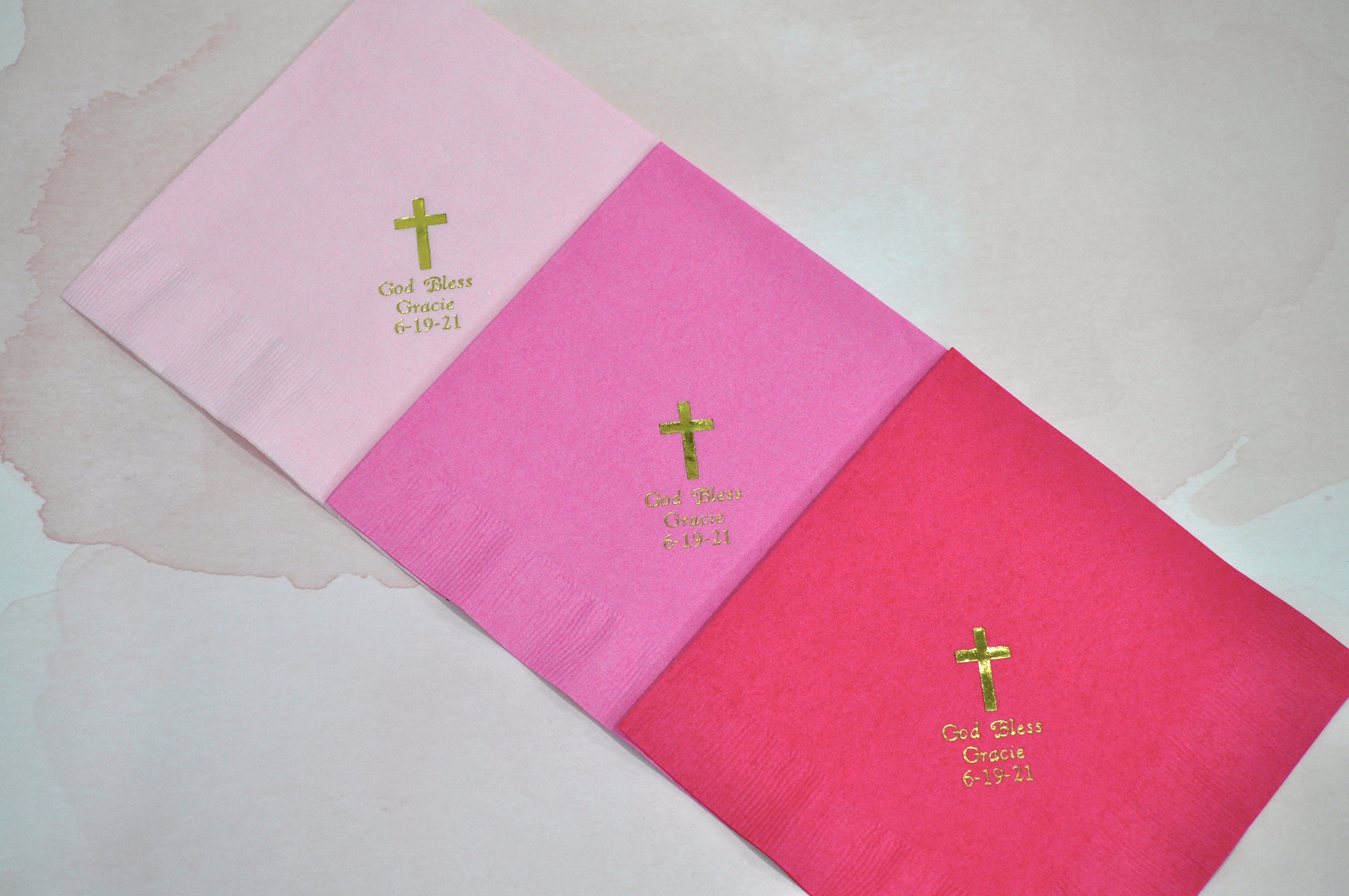 Girls Baptism Napkins Gold Foil Printed God Bless Etsy