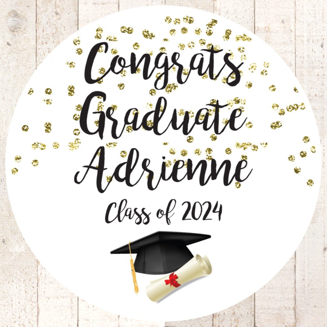 Graduation Party Favor Stickers Congrats Grad Class of 2024 Gold ...