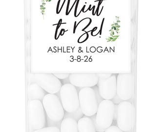 Wedding Favors Tic Tac Labels Mint To Be, Bridal Shower Favor, Bachelorette Favors, Engagement Party Favor, Greenery Leaf