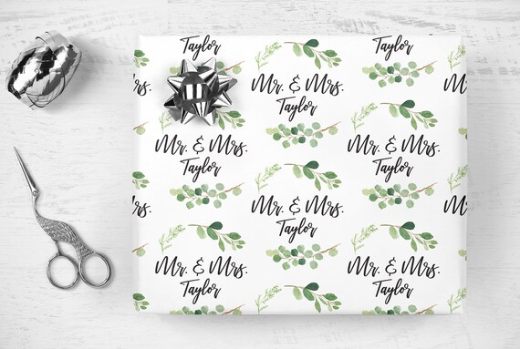 Bridal Shower Wrapping Paper Greenery Leaf, Personalized Bridal Shower Wedding  Gift Wrap Sheets, Unique Present Wrapping Paper 