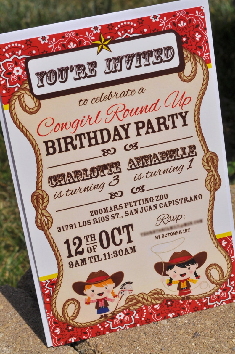 Cowgirl Birthday Party Invitations Cowgirl Birthday Decorations Western Birthday Party Set of 10 image 1