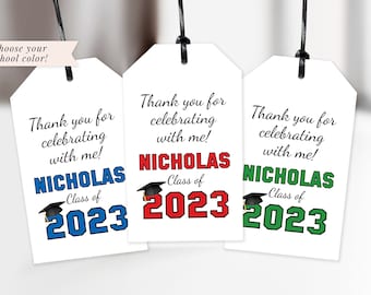 Graduation Thank You Tags Class of 2023 Favors Graduation Party Favor Tags High School Grad College Grad Party Decorations - Set of 12 Tags