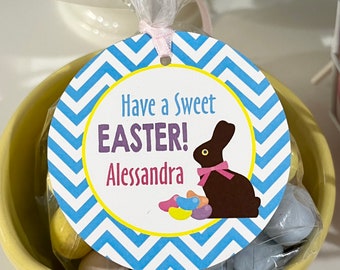 Happy Easter Treat Tags Easter Chocolate Bunny Kids Easter Tags Personalized Favor Tags - Set of 12