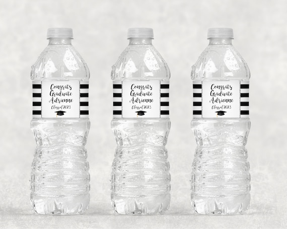 Graduation Water Bottle Labels, Class of 2023 Congrats Grad, Personalized Graduation Drink Labels, Waterproof Water Bottle Wraps - Set of 10 Il_570xn