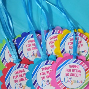 Favor Tags Candy Sweet Shoppe Birthday, 1st Birthday, Rainbow Party Thank You Tags, Candyland Birthday Party, Sweet Shop Party Set of 12 image 5