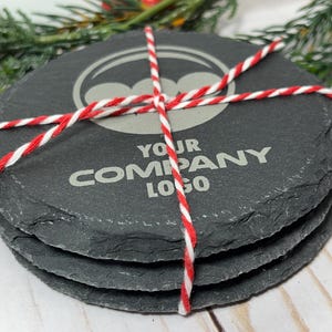 Engraved Slate Coasters Promotional Corporate Gift Business Logo Client Gift