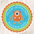 Monster Birthday Favor Sticker Labels, Boys 1st Birthday, Party Favors, Boys Party Decorations, Personalized Stickers - Set of 24 Labels