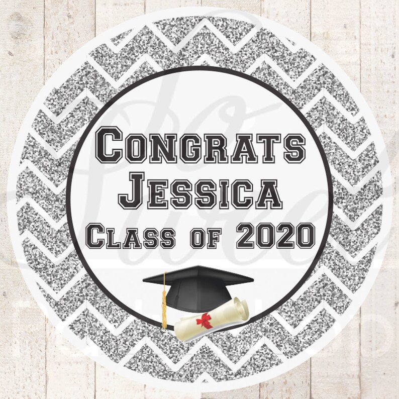 Graduation Party Favor Stickers Set of 24 Labels Gold or Silver Graduation Sticker Sweet Success Congrats Grad Personalized Party Favor