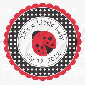 Ladybug Editable Toppers, Favor Stickers D3 - Instant Download