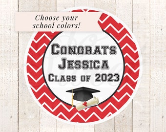 Graduation Party Favors Stickers, Class of 2024 Congrats Grad, Personalized Party Favors Treat Labels Goodie Bag Stickers - Set of 24 Labels