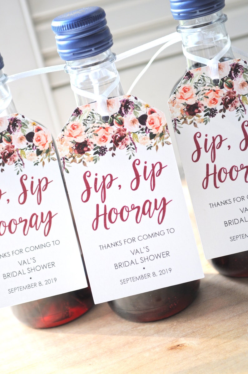 Fall Floral Bridal Shower Favors Tags for Mini Wine Bottles Etsy