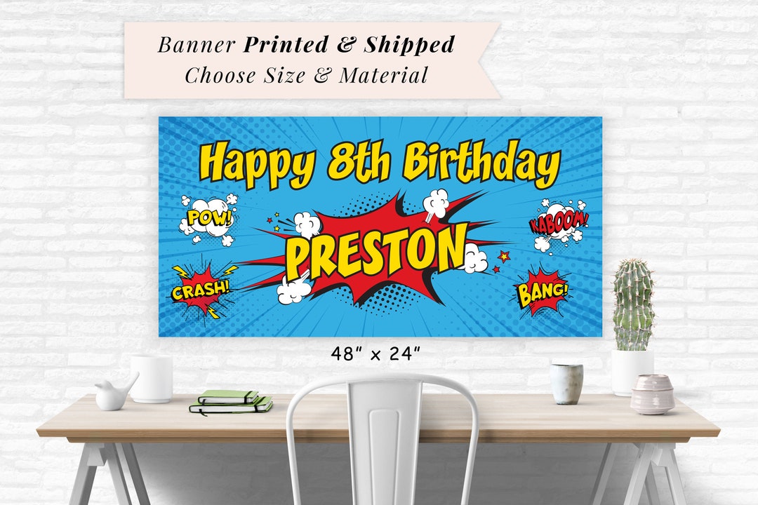 Superhero Birthday Banner Superhero Kids Party Boy Superhero Birthday ...