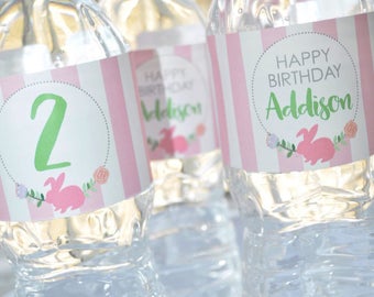 Some Bunny Is One Easter Birthday Water Bottle Labels, 1st Birthday Party Drink Labels, Bunny Birthday Spring Birthday Party - Set of 10