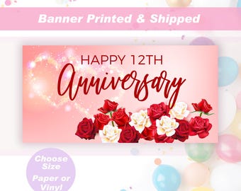 Happy Anniversary Banner Personalized Wedding Anniversary Banner Custom Anniversary Party Sign Customized Names and Year Anniversary Printed