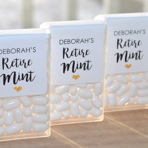 Retirement Party Favors, Tic Tac Labels Mint Favors, Retiremint, Mint Favors, Happy Retirement, Personalized Party Favors Set of 24 Labels image 1