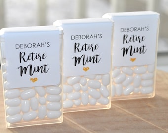 Retirement Party Favors, Tic Tac Labels Mint Favors, Retiremint, Mint Favors, Happy Retirement, Personalized Party Favors - Set of 24 Labels