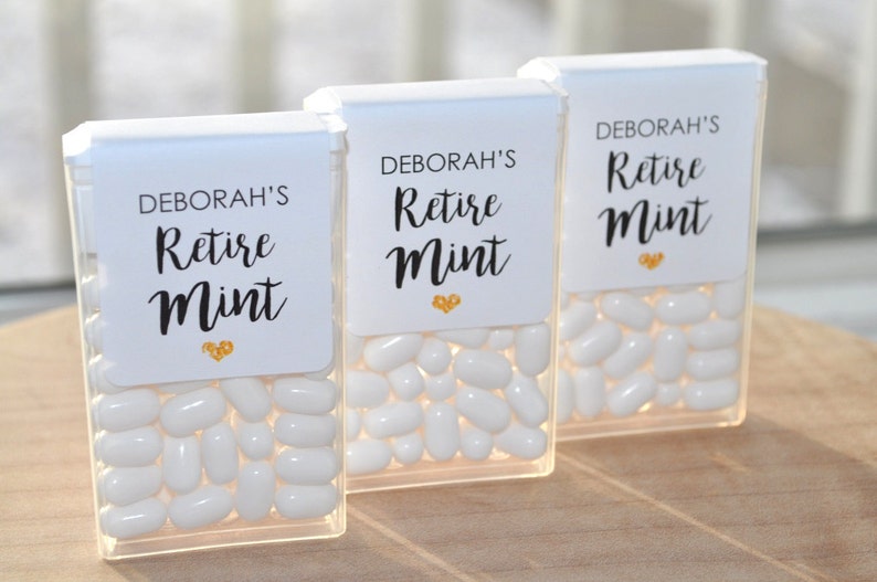 Retirement Party Favors, Tic Tac Labels Mint Favors, Retiremint, Mint Favors, Happy Retirement, Personalized Party Favors Set of 24 Labels image 1