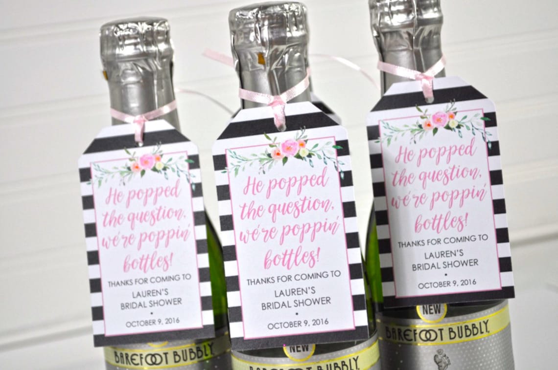 Mini Wine Bottle Bridal Shower Favor Tags Bachelorette Party Etsy