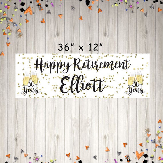 Retirement Banner, Happy Retirement Decorations, Gold Retirement Party Banner Sign, Printed & Shipped Il_570xn
