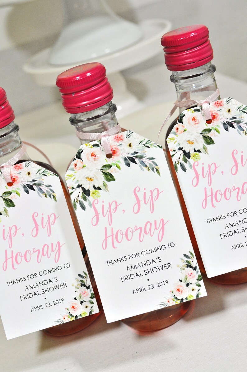 Bridal Shower Favors Tags for Mini Wine Bottles Wedding Etsy