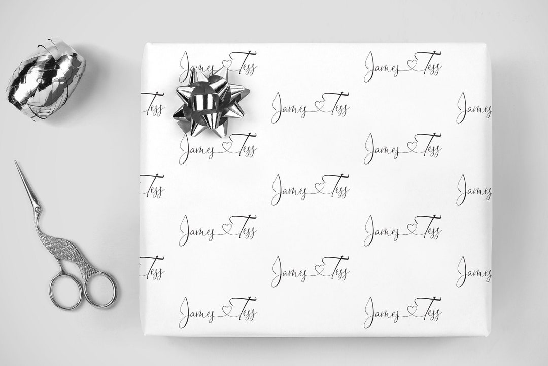 Wedding Wrapping Paper Personalized Gift Wrap Bride and Groom Name
