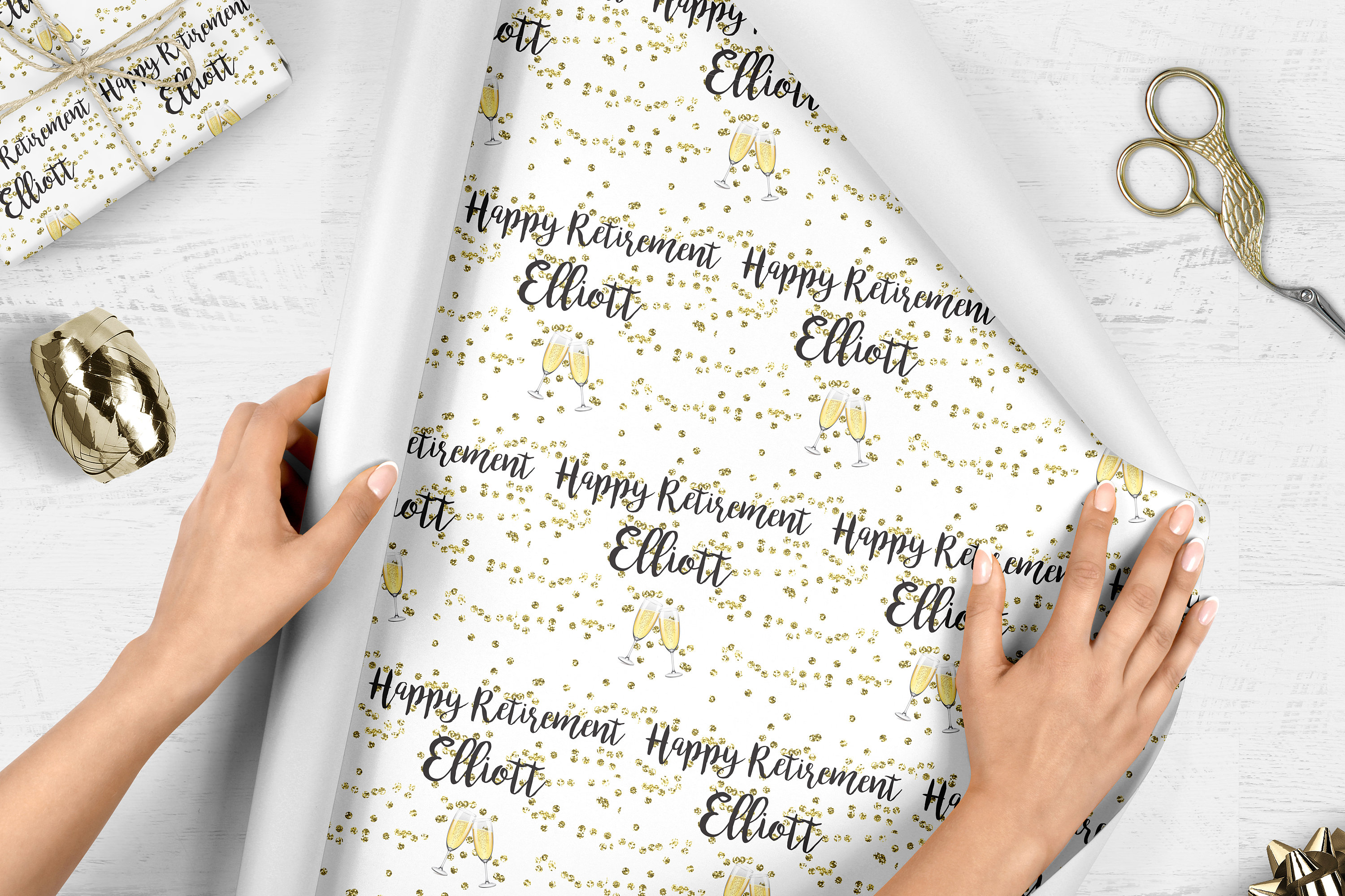 Happy Retirement Wrapping Paper Personalized Retirement Gift Etsy